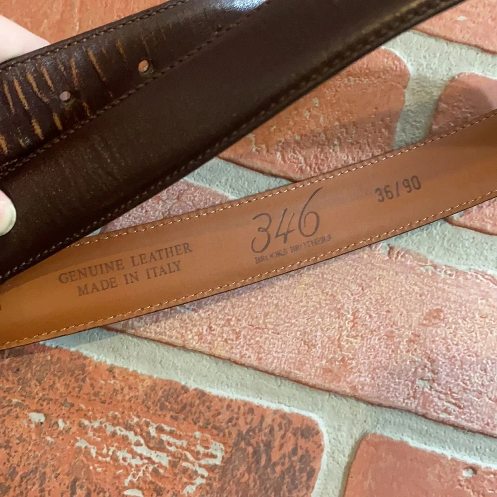 Mens Brooks brothers brown leather belt
